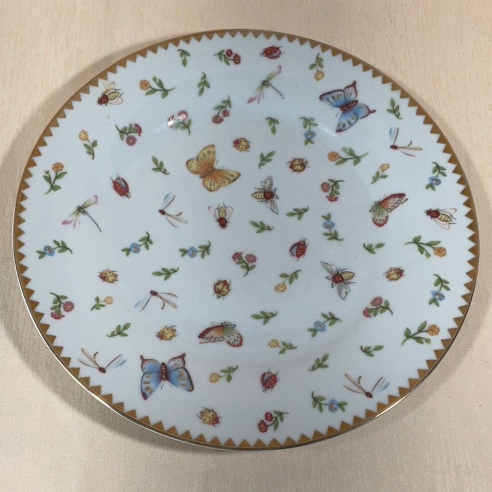 I.Godinger & Co. Primavera Butterfly and Floral Dinner Plate with Gold Trim